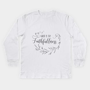 Great is Thy Faithfulness Lineartwork Kids Long Sleeve T-Shirt